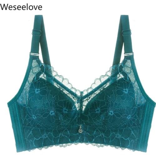 Weseelove Lace Bralette Crop Top Adjustable Bra Summer Bralette Lace Sexy Bra Bralette Push Up Bra Lingerie Plus Size 2020 B34-4