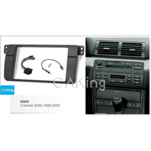 Double Din Fascia Radio Panel Harness Antenna for BMW 3-Series (E46) 1998-2005 Audio Frame Dash Fitting Kit Facia Face Plate