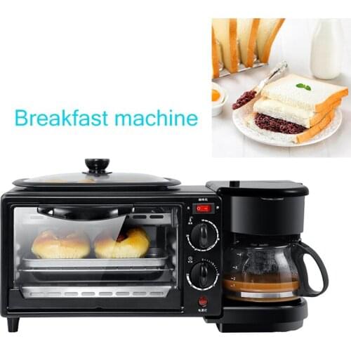 Electric three-in-one breakfast machine multifunctional drip coffee maker household bread pizza frying pan toaster 220V