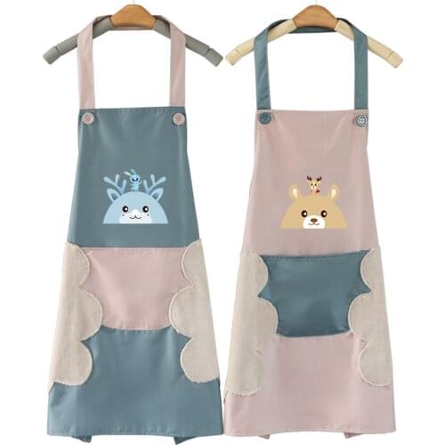 Cook Aprons with Waterproof Material and Cute Cartoon Bear Deer Images for Cooking Creative EIG88