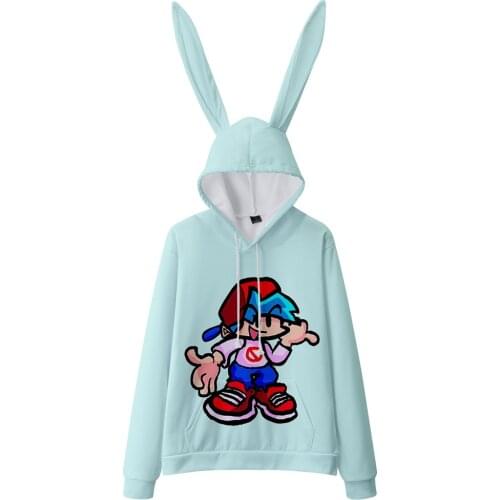 Kawaii Hot Sale Cute Rabbit ears 3D Hoodies Friday Night Funkin Fashion Sweatshirt Women Men Rabbit Ears Sweatshirt Casual Tops