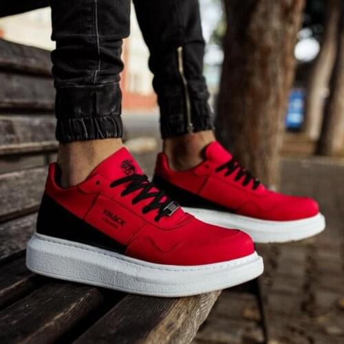 Knack High Bottom Casual Sheepskin Shoes 040 Red