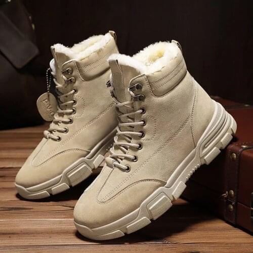 WEH Men Casual Shoes Winter Snow Boots Men Fashion Sneakers High Top Shoes Outdoor Walking Shoes Popular Men Desert boots
