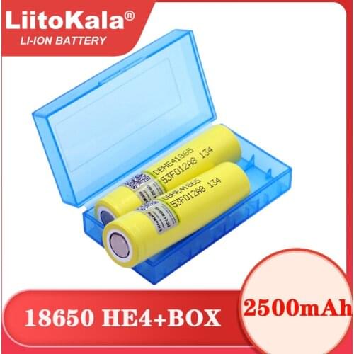 Liitokala New Original HE4 18650 Rechargeable li-lon battery 3.6V 2500mAh Battery can keep + Storage box