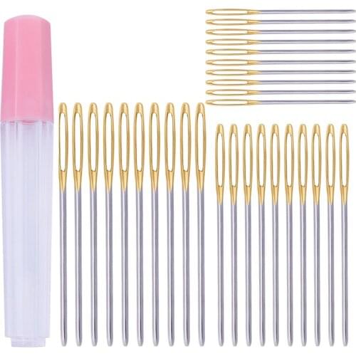 LMDZ 30pcs Cross Stitch Needles Large Eye Sewing Needles Hand Sewing Needle With Craft Embroidery Home DIY Sewing Tool With Tube