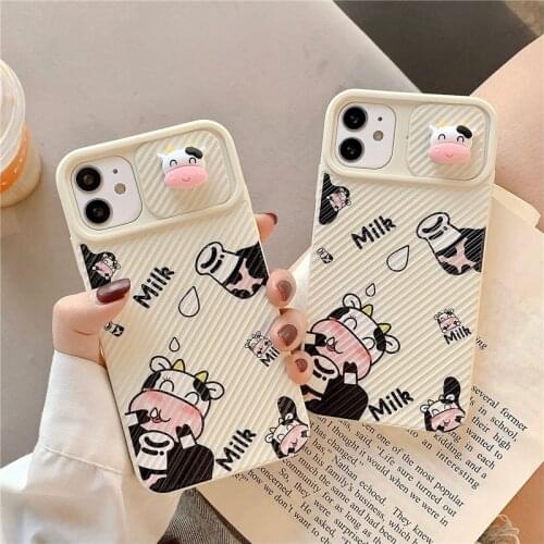 3D cartoon super cute animal cow Lens protection soft phone case for iphone 12 Pro Max 11 Pro Max 7 8 Plus X XS Max XR cover