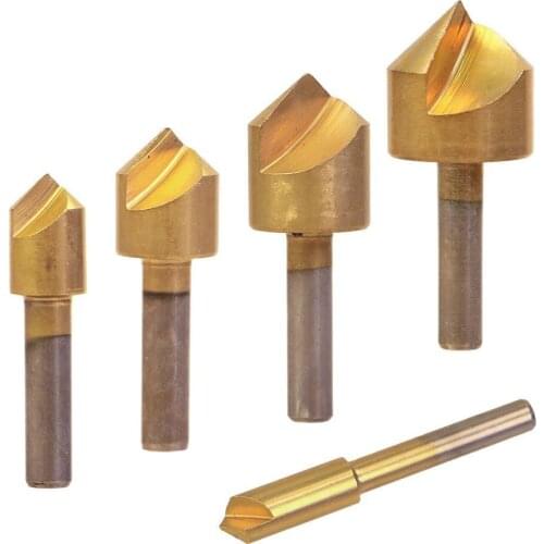 CNIM Hot Chamfering Countersink Drill Bit Set 5 Pc- 1/4 to 3/4 inch - 6mm 10mm 13mm 16mm 19mm for Wood Metal Quick Change Dri