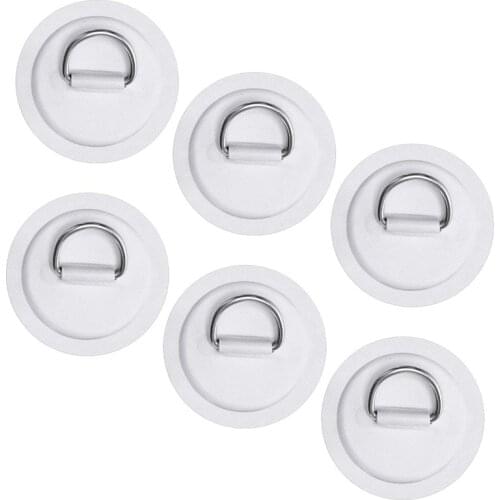6Pcs 3.15Inch Stainless Steel D-Ring Patch for Inflatable Boat Kayak Dinghy Paddleboard Canoe Rafting Accessories