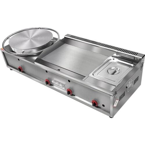 Pancake Braised Furnace Deep Frying Pan Integrated Commercial Stall Gas Rotating Pancake Rolled with Crisp Fritter Machine