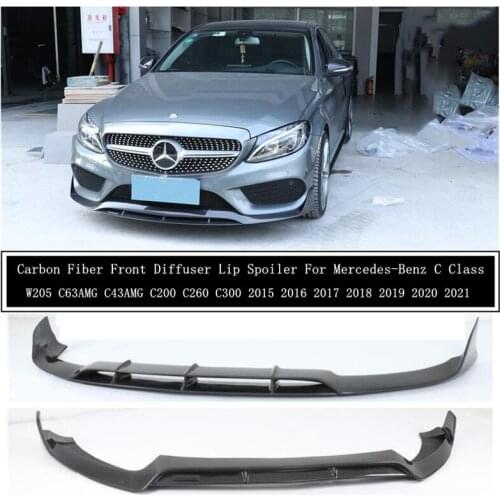 Carbon Fiber Front Diffuser Lip Spoiler For Mercedes-Benz C Class W205 C63 C43 C180 C200 C260 C300 2015-2021 Bumper Spoilers