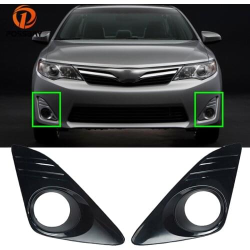 POSSBAY 1Pair Front Bumper Grille Fog Light Black Cover Case Fit for Toyota Camry XV50 XLE 2012-2014 52128-06310 52127-06310