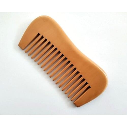 New Style Natural Peach Wood Wide Teeth Comb 4.9inch Pocket Beard Comb Wholesale Hair/Beard Brush Comb For Men Custom