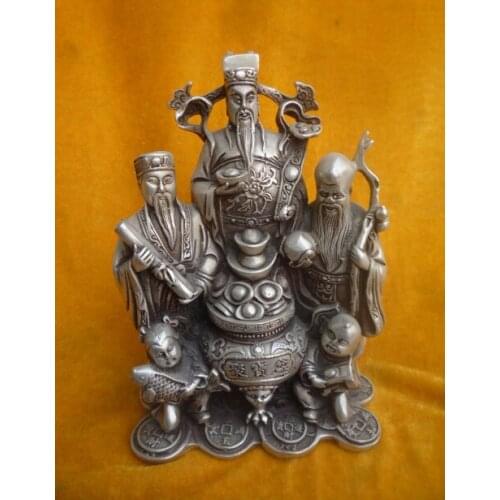 Rare Qing Dynasty(Qianlong1726--1782)silver fortuna statue,Fortuna bless good luck