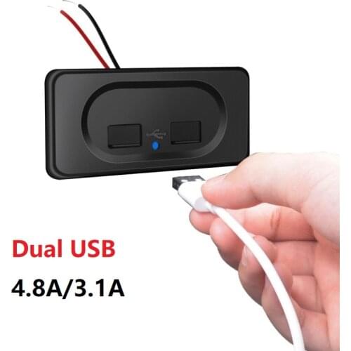 Dual USB Charger Socket 4.8A 3.1A 12V 24V For Motorcycle Auto Truck ATV Boat Car RV Bus 2.1A 2.4A Power Adapter Outlet Dustproof