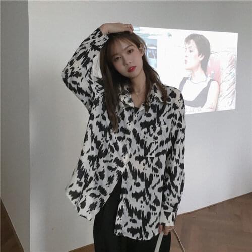Shirts Women Long Sleeve Zebra Print Loose Harajuku Retro Cool Streetwear Chiffon Comfortable Large Size Spring Blouses Female