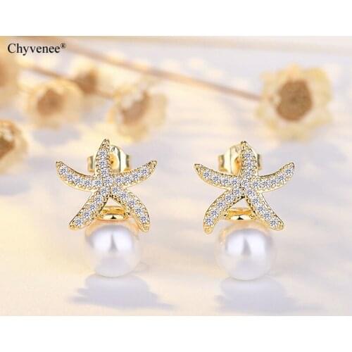 CHYVENEE New Fashion Womens Earrings Korean Starfish Pearl Earring for Women 2020 Gold Color Personality Earrings Charm Brincos
