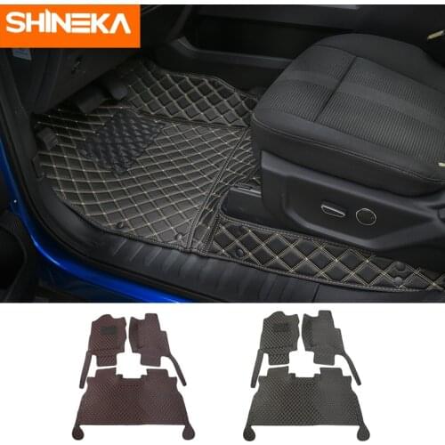 SHINEKA Mats & Carpets For Ford F150 2015 Up Car Interior Leather Floor Mats Foot Pads Kit Decoration Accessories For Ford F150