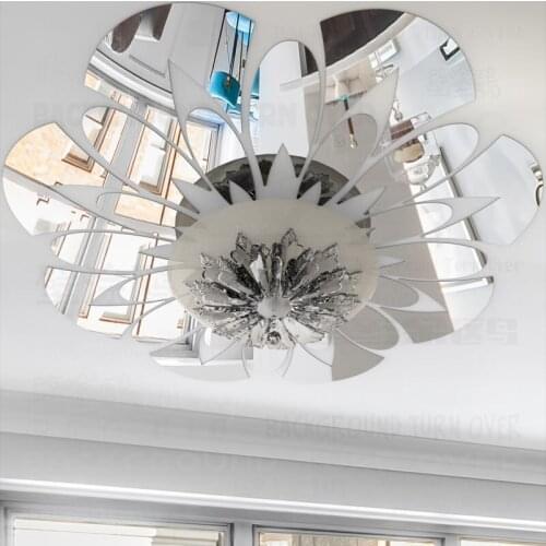 Modern Flower Decorative 3D Ceiling Mirror Wall Stickers Living Room Bedroom Home Wall Decor Lamp Interior House Decoration R010