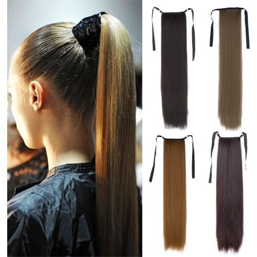 22Inch Synthetic Hair Fiber Heat-Resistant Straight Hair With Ponytail Fake Hair Chip in Hair Extensions Pony Tail Wig