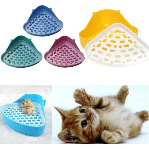 Pet Cat Dog Puppy Corner Litter Pee Tray Rabbit Kitten Hamster Small Animal Plastic Toilet Potty Bowl Corner Clean Litter Trays