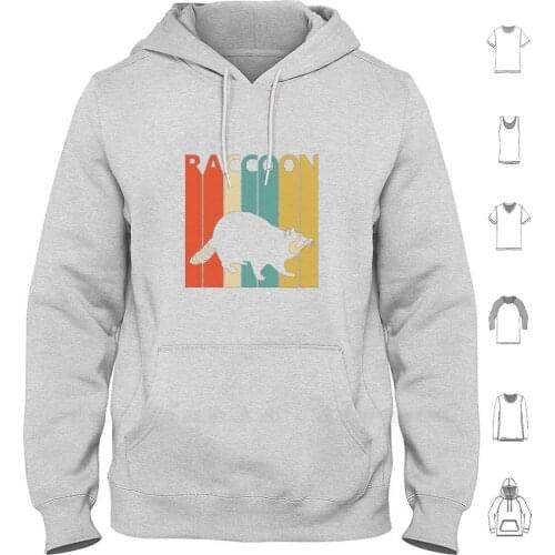 Vintage Retro Raccoon Hoodies Long Sleeve Raccoon Raccoon Animal Wild Animal Love Animals I Love Raccoon