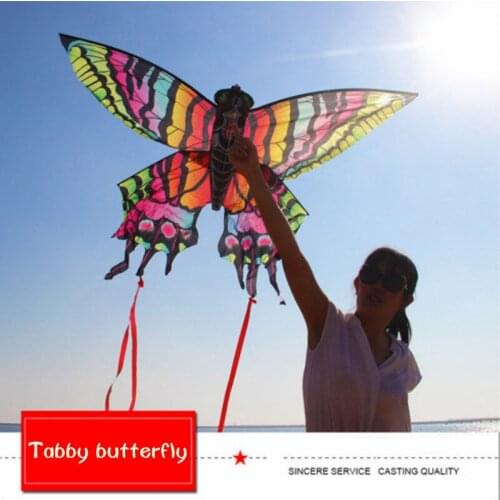 Tabby Butterfly Kite Colorful Animal Kite Single Line Long Tail Tearproof Outdoor Sports Flying Toy Children Gift With Kite Line