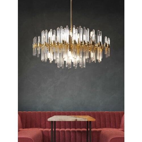 All copper glass chandelier, atmospheric duplex hotel creative post-modern light luxury living room dining room creative lamp