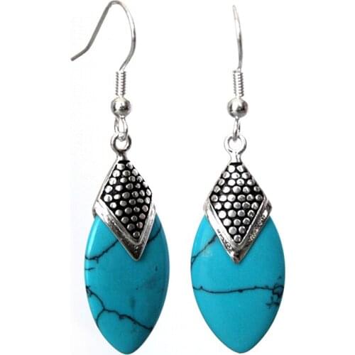 Ladys blue Natural Stone 925 silver Earrings 14/5"