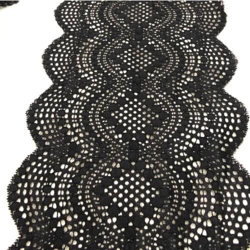 1 Yard Black Spandex Elastic Lingerie Lace Trim Flower Stretch Sewing DIY Appliques Lace Fabric For Underwear Bra