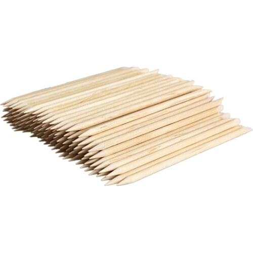 100pcs Nail Art Orange Wood Stick Cuticle Pusher Remover for Manicures