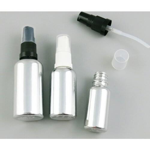 12 x Empty Refillable 100ml 50ml 30ml 20ml 15ml 10ml 5ml Silver Glass Essential Oil Cream Lotion Pump Bottle