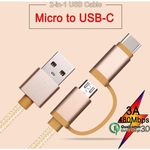 2 in 1 3 in 1 USB Cable Fast Charging Micro to USB C for Samsung A51 A70 A71 A50 Xiaomi Mi 9 Redmi Note 7 8 9s 5 3in1 USB Cable