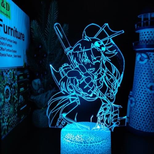 Gurren Lagann Yoko 3D Night Light Anime LED Illusion Lamp Touch Sensor Color Change Nightlight Bedroom Decor Lampara Manga Gifts