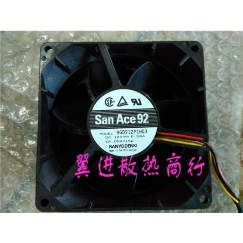 Sanyo Denki 9G0912P1H03 DC 12V 0.58A 90x90x38mm 4-Wire Server Cooling Fan