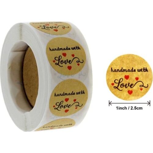 5000pcs Round Natural Kraft Thank You Sticker Seal Label Handmade With Love Sticker Adhesive Paper Stationery Sticker