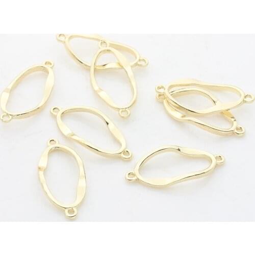 6pcs/lot Zinc Alloy Gold Geometric Distorted Hollow Oval Charms Linker Connector For DIY Tassel Earrings Accessories