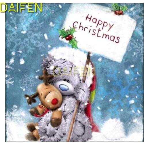 DIY 3D Diamond mosaic Full Round Diamond painting Cross stitch Full Square Diamond embroidery happy Christmas cartoon bear deer