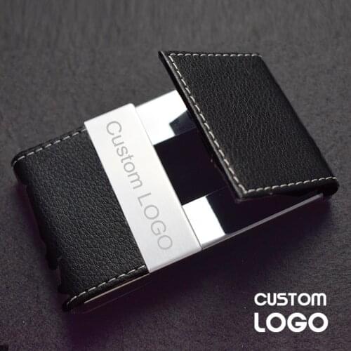 Free Engrave Business Card Holder Customize LOGO For Business Card Cases ID Card Holders Cover Men Wallet Clip Advertising Gift
