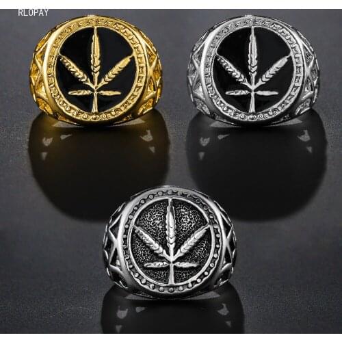 Middle Eastern Arab Jewelry Maple Leaf Oil Drop Gold Plated Ring Unisex Hip Hop Jewelry Ring Gifts for Men Drop Shiping