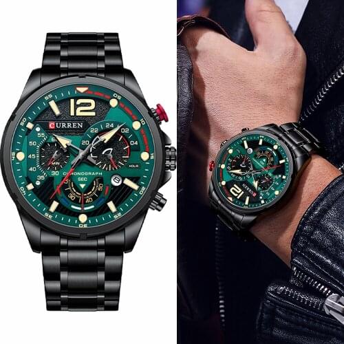 CURREN Brand Luxury Business Chronograph Quartz Men Watches Fashion Casual Waterproof Stainless Steel Watch Mens часы мужские