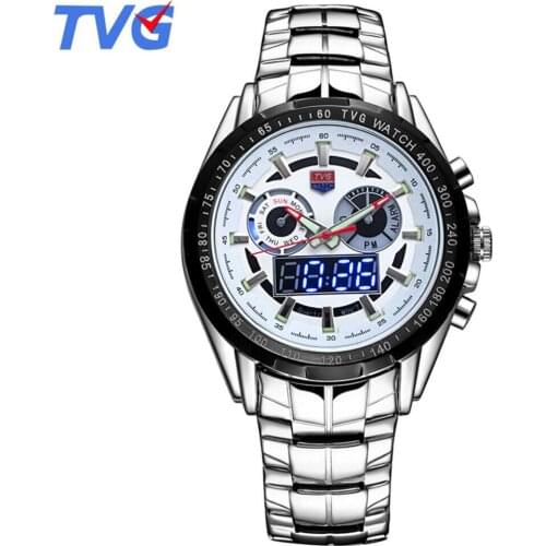 New Sports Men Watches Top Luxury Brand TVG Led Digital Analog Disply Quartz Watches Men Male Waterproof Clock Military Watches