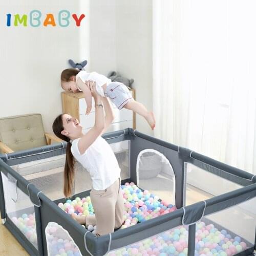 IMBABY Childrens Pool With 50 Ocean Balls 2 Rings Playpen For Children Ball Pool Baby Playground Safety Fence Childrens Tent