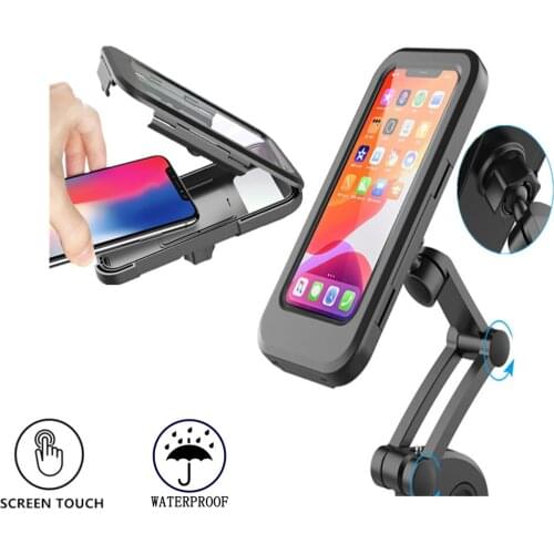 Bike Phone Holder Driving Fixed 360 Degree Rotatable Waterproof GPS Stand Scalable Bracket for Bicycle Motorcycle Screen Touch