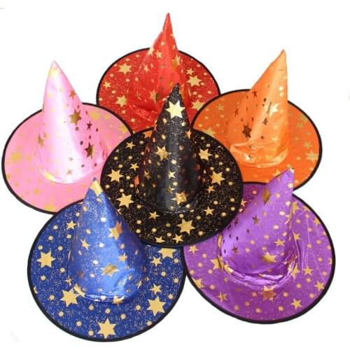 Halloween Witch Hat Children Adult Stage Performance Props Five-star Magician Hat Wizard Hat Hat Costume Props Party Accessories