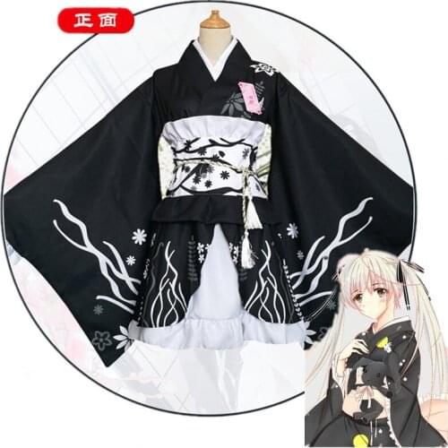 Yosuga no Sora Kasugano Sora Summer Festival Lolita Kimono Yukata Maid Dress Meidofuku Uniform Outfit Anime Cosplay Costumes