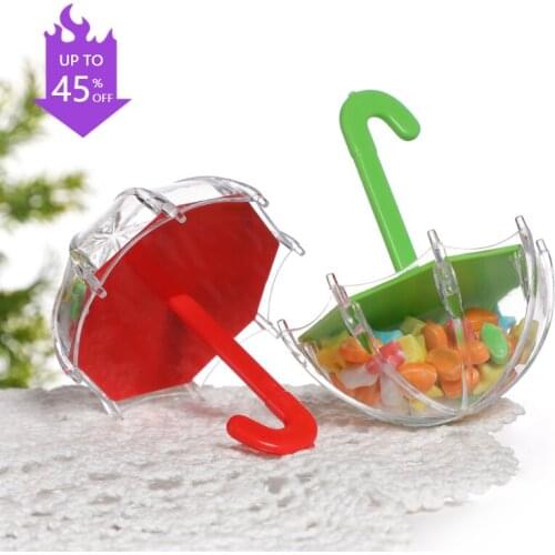 12pcs Mini Umbrella Shape Candy Box Plastic Clear Gifts Boxes Birthday Party Favors Wedding Engagement Childrens Day Decoration