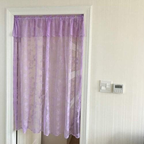 1PCS Rod Pocket White Lace Short Curtains for Kitchen Cafe Door Partition Jacquard Floral Sheer Short Valance for Small Window