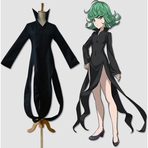 Anime One Punch Man Cosplay Costume Tatsumaki Black Uniforms Cosplay Costume Halloween Christmas Party Women Black Dress