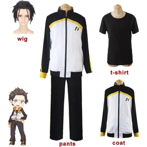 Anime Re: Zero kara Hajimeru Isekai Seikatsu Subaru Natsuki Cosplay Costume Unisex Sportswear Tops Pants Wig Basketball Uniform