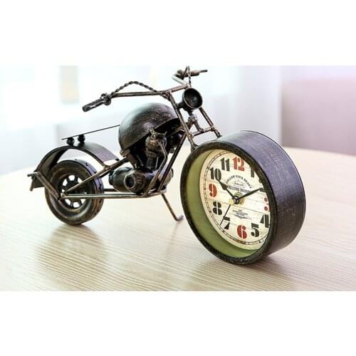Cool Motorcycle Alarm Clock Model Fashion Retro Alarm Clock Personalized Desktop Ornament Quartz Clock Personality Gift Friends